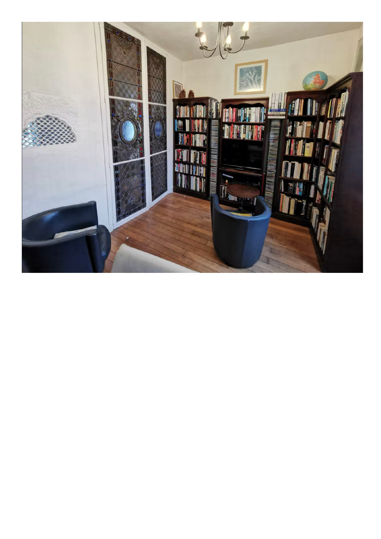 Cosy library with shelves of books